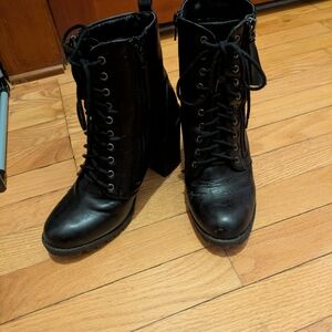 Black Lace-Up Ankle Boots